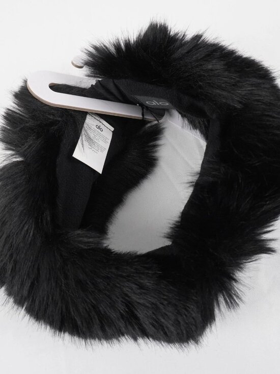 Alo Yoga Opulent Faux Fur Wintersun Fleece Lined Headband Ear Warmers In Black main image 8
